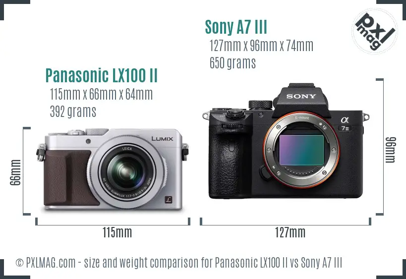 Panasonic LX100 II vs Sony A7 III size comparison