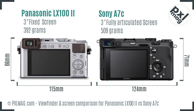 Panasonic LX100 II vs Sony A7c Screen and Viewfinder comparison
