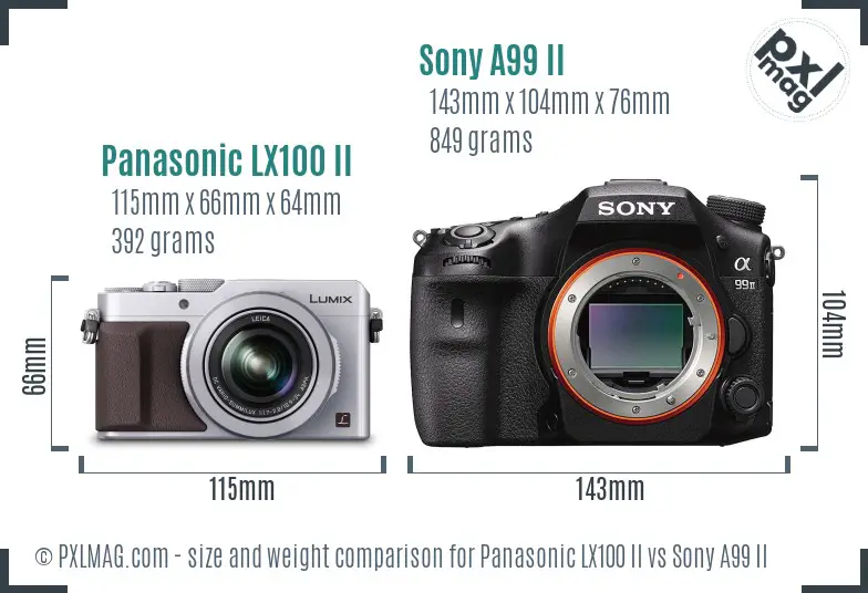 Panasonic LX100 II vs Sony A99 II size comparison