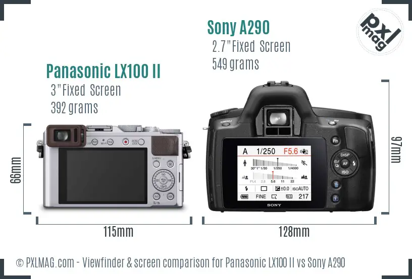 Panasonic LX100 II vs Sony A290 Screen and Viewfinder comparison