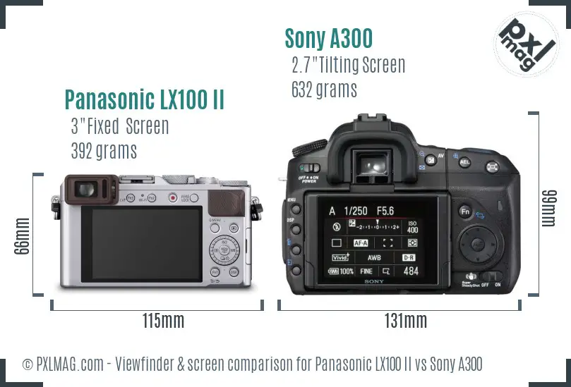 Panasonic LX100 II vs Sony A300 Screen and Viewfinder comparison
