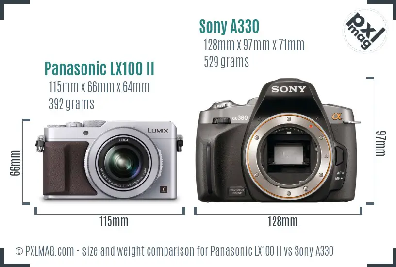 Panasonic LX100 II vs Sony A330 size comparison