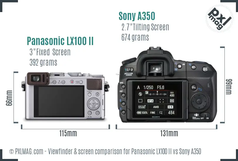 Panasonic LX100 II vs Sony A350 Screen and Viewfinder comparison