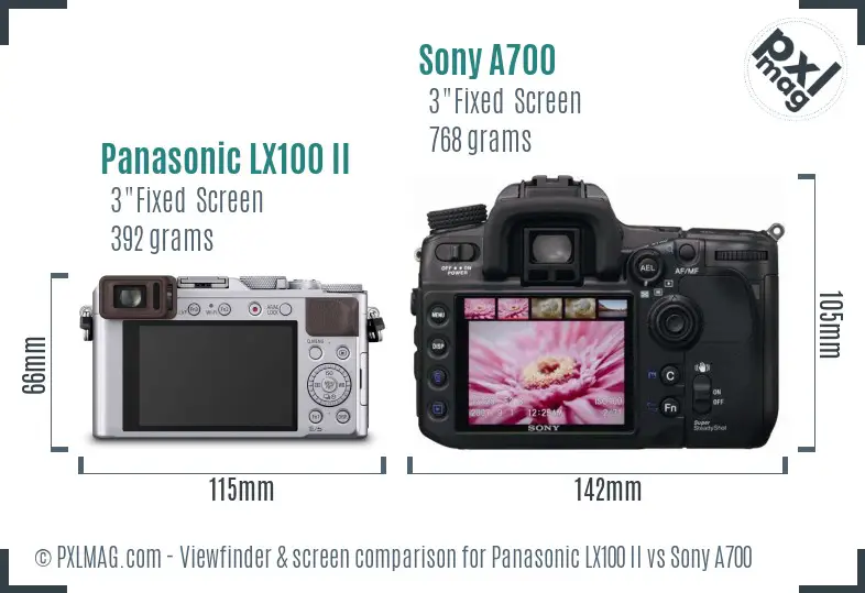 Panasonic LX100 II vs Sony A700 Screen and Viewfinder comparison