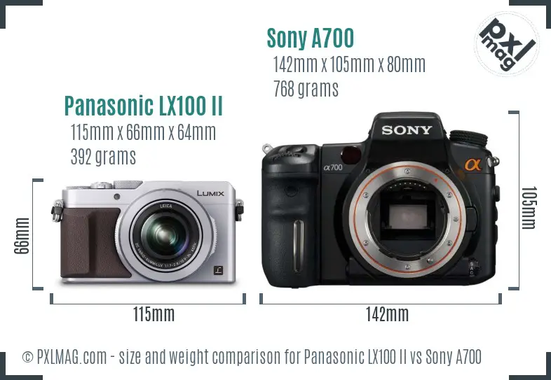 Panasonic LX100 II vs Sony A700 size comparison