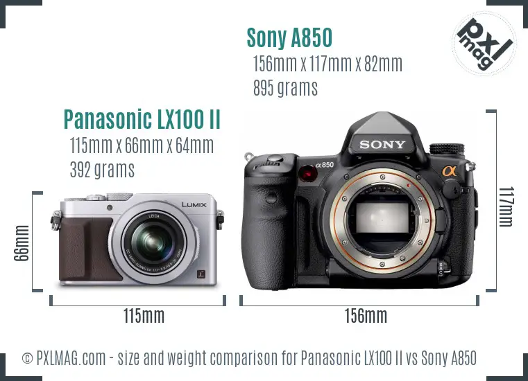Panasonic LX100 II vs Sony A850 size comparison