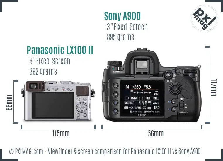 Panasonic LX100 II vs Sony A900 Screen and Viewfinder comparison