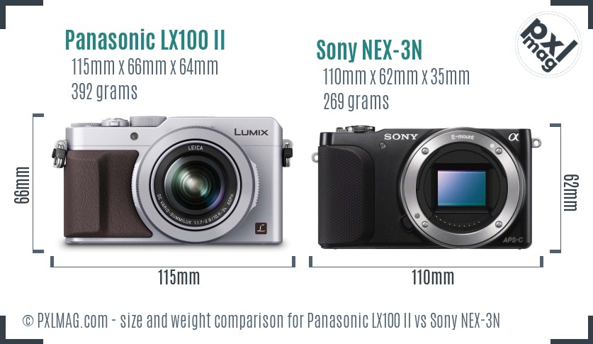 Panasonic LX100 II vs Sony NEX-3N size comparison