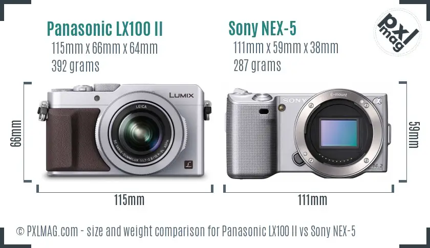 Panasonic LX100 II vs Sony NEX-5 size comparison