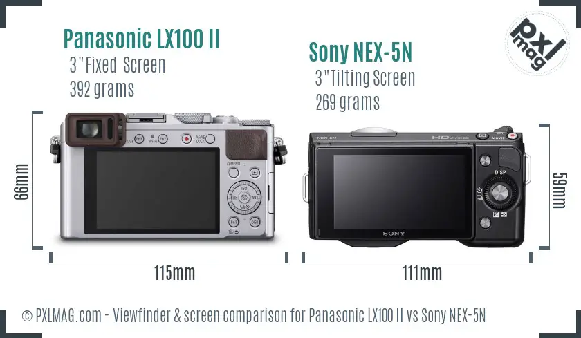 Panasonic LX100 II vs Sony NEX-5N Screen and Viewfinder comparison