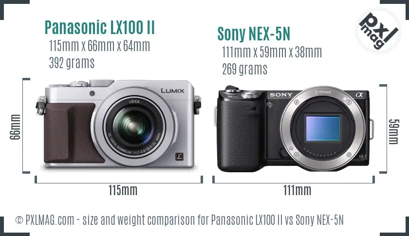 Panasonic LX100 II vs Sony NEX-5N size comparison