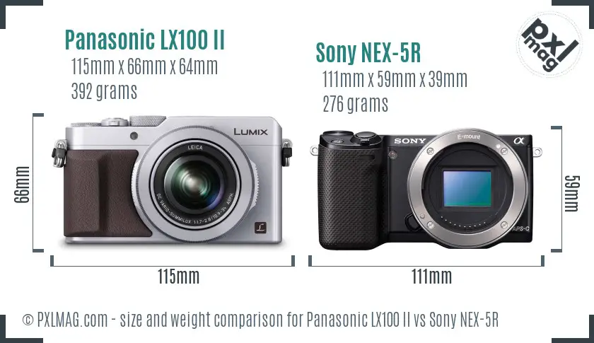 Panasonic LX100 II vs Sony NEX-5R size comparison