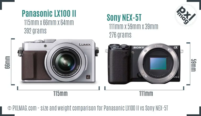 Panasonic LX100 II vs Sony NEX-5T size comparison