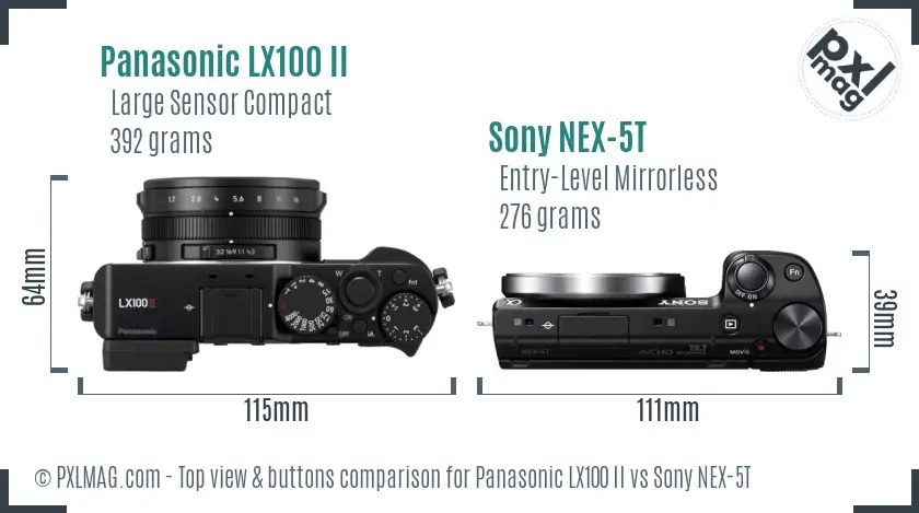 Panasonic LX100 II vs Sony NEX-5T top view buttons comparison