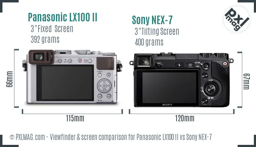 Panasonic LX100 II vs Sony NEX-7 Screen and Viewfinder comparison