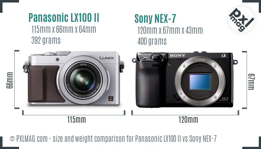 Panasonic LX100 II vs Sony NEX-7 size comparison