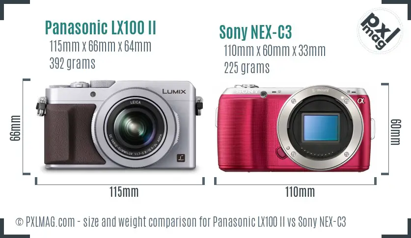 Panasonic LX100 II vs Sony NEX-C3 size comparison