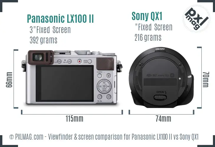 Panasonic LX100 II vs Sony QX1 Screen and Viewfinder comparison