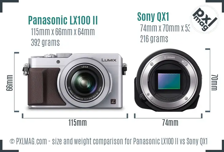 Panasonic LX100 II vs Sony QX1 size comparison