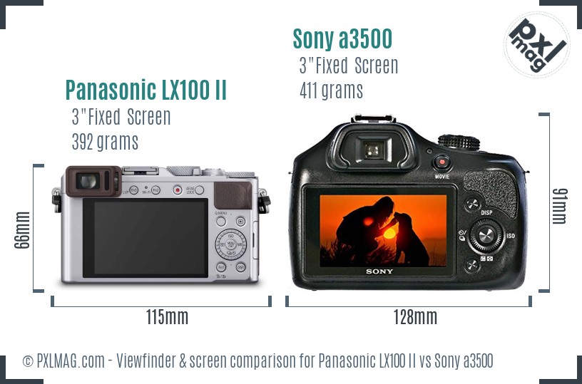 Panasonic LX100 II vs Sony a3500 Screen and Viewfinder comparison