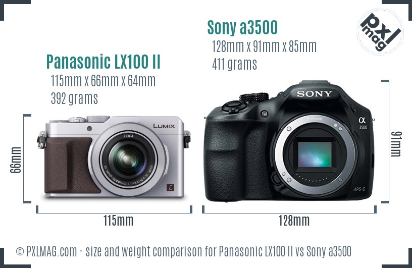 Panasonic LX100 II vs Sony a3500 size comparison