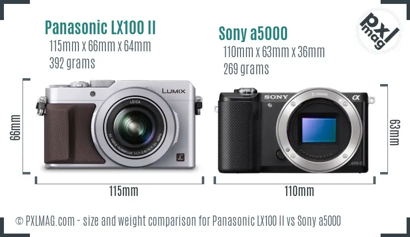 Panasonic LX100 II vs Sony a5000 size comparison