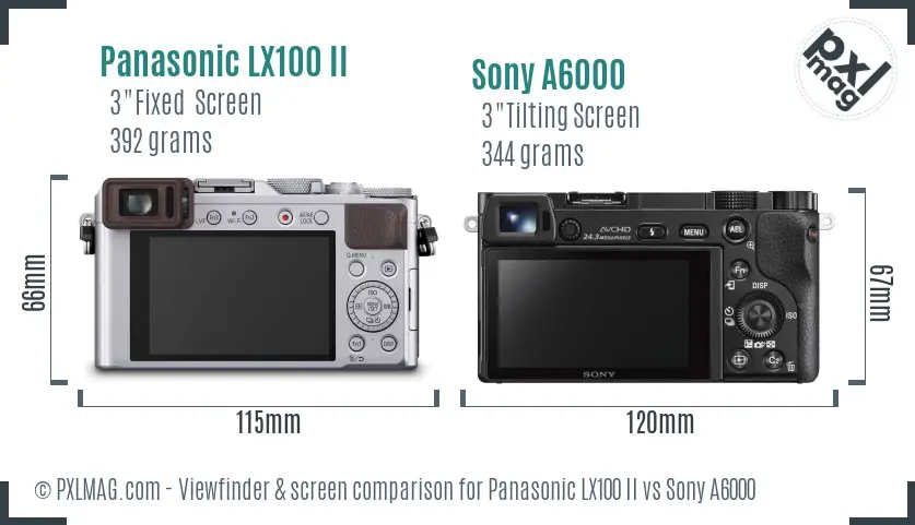 Panasonic LX100 II vs Sony A6000 Screen and Viewfinder comparison Panasonic LX100 II vs Sony A6000 Screen and Viewfinder comparison