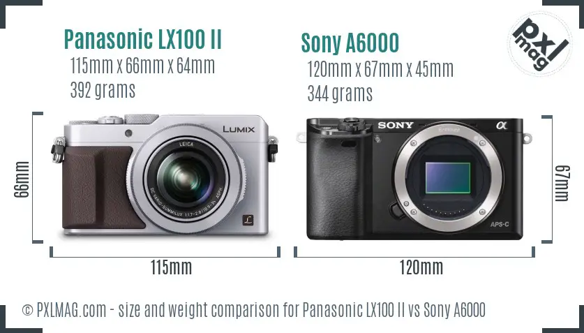 Panasonic LX100 II vs Sony A6000 size comparison Panasonic LX100 II vs Sony A6000 size comparison