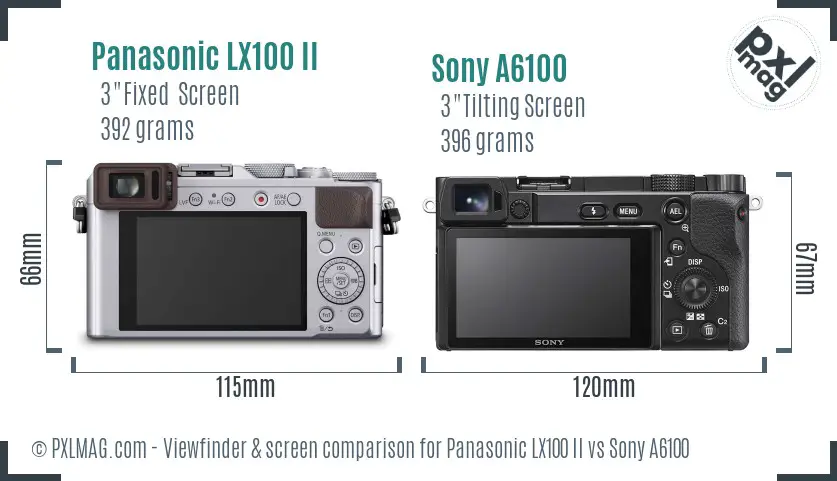 Panasonic LX100 II vs Sony A6100 Screen and Viewfinder comparison