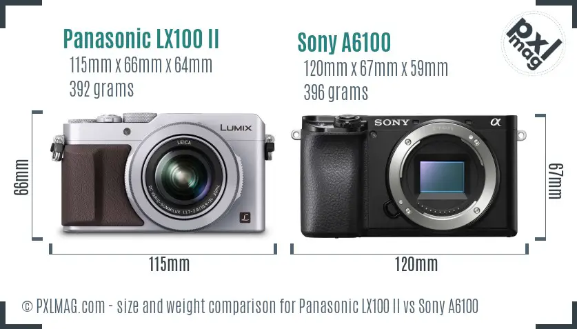 Panasonic LX100 II vs Sony A6100 size comparison