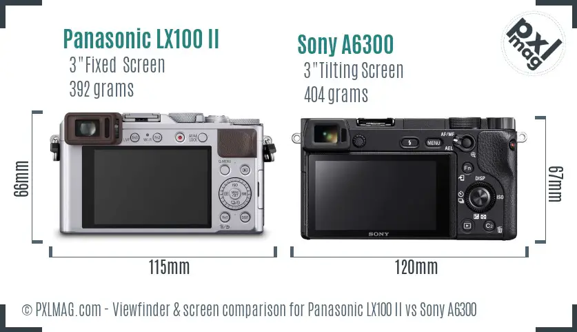 Panasonic LX100 II vs Sony A6300 Screen and Viewfinder comparison