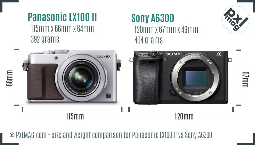 Panasonic LX100 II vs Sony A6300 size comparison