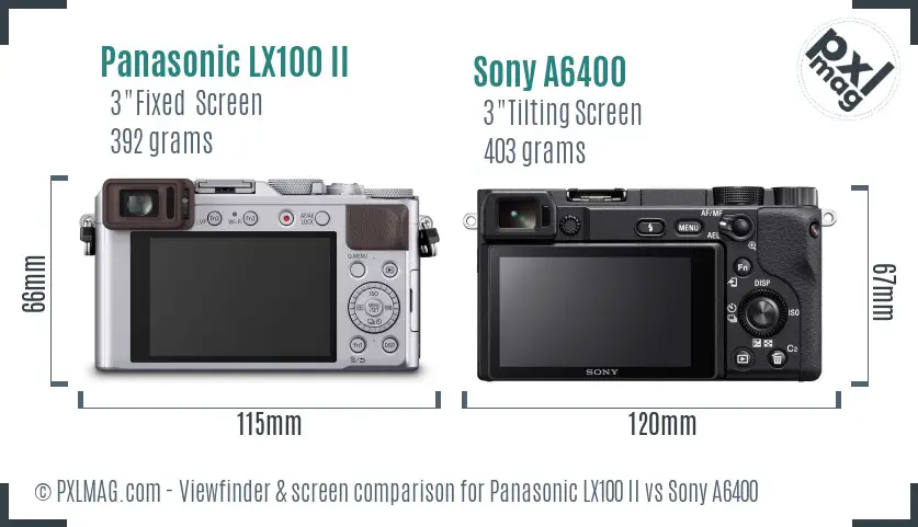 Panasonic LX100 II vs Sony A6400 Screen and Viewfinder comparison