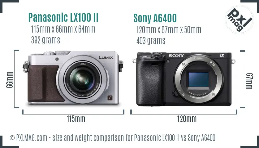 Panasonic LX100 II vs Sony A6400 size comparison