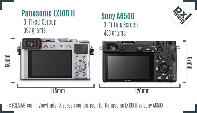 Panasonic LX100 II vs Sony A6500 Screen and Viewfinder comparison