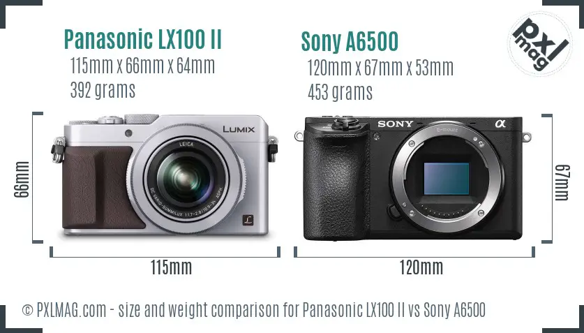 Panasonic LX100 II vs Sony A6500 size comparison