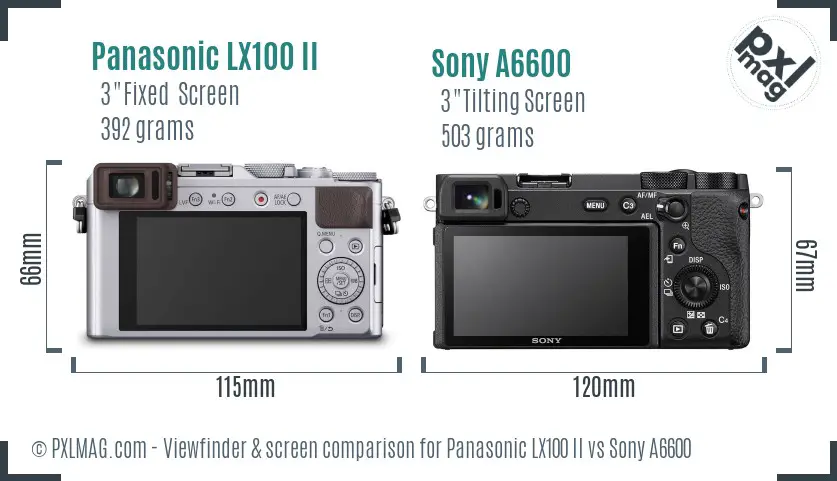 Panasonic LX100 II vs Sony A6600 Screen and Viewfinder comparison