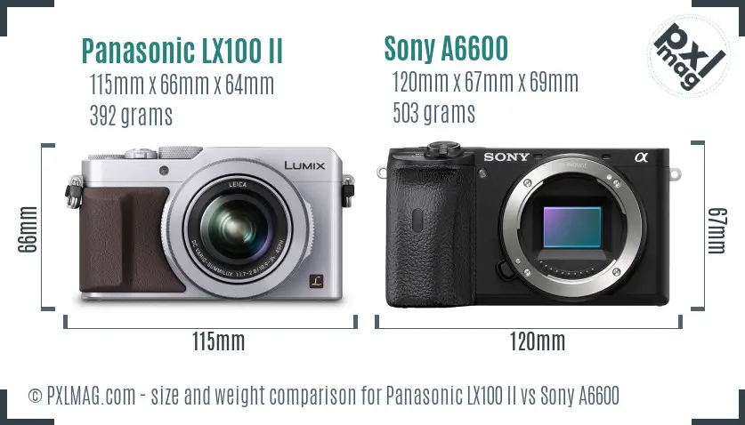 Panasonic LX100 II vs Sony A6600 size comparison