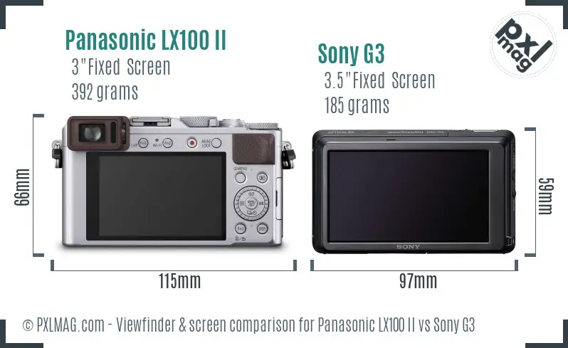 Panasonic LX100 II vs Sony G3 Screen and Viewfinder comparison