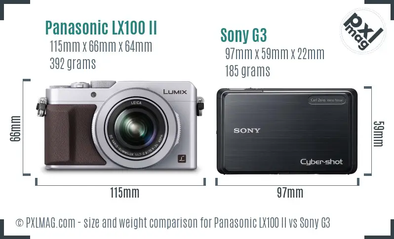 Panasonic LX100 II vs Sony G3 size comparison