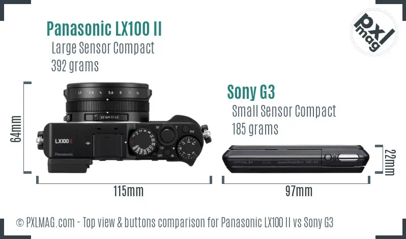 Panasonic LX100 II vs Sony G3 top view buttons comparison