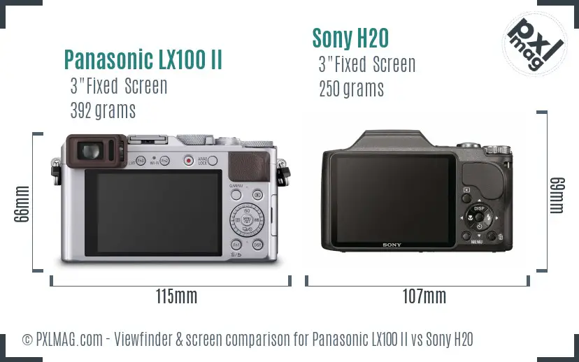 Panasonic LX100 II vs Sony H20 Screen and Viewfinder comparison