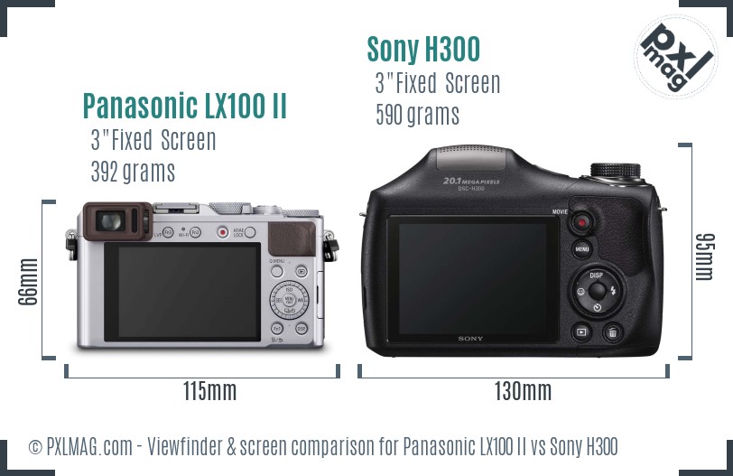 Panasonic LX100 II vs Sony H300 Screen and Viewfinder comparison