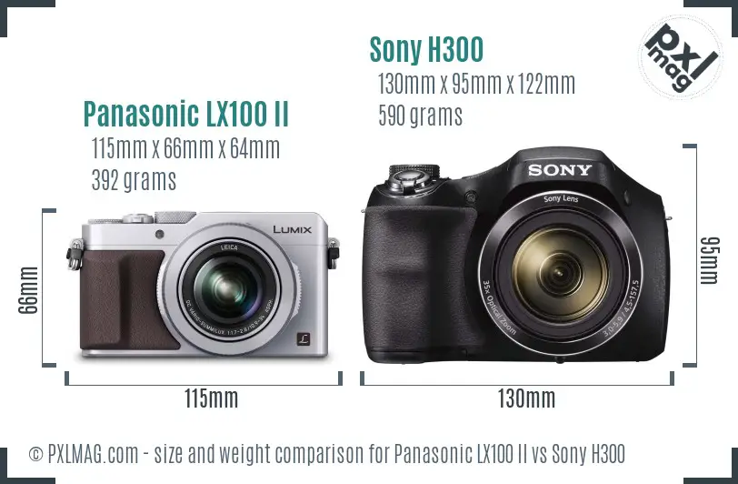 Panasonic LX100 II vs Sony H300 size comparison