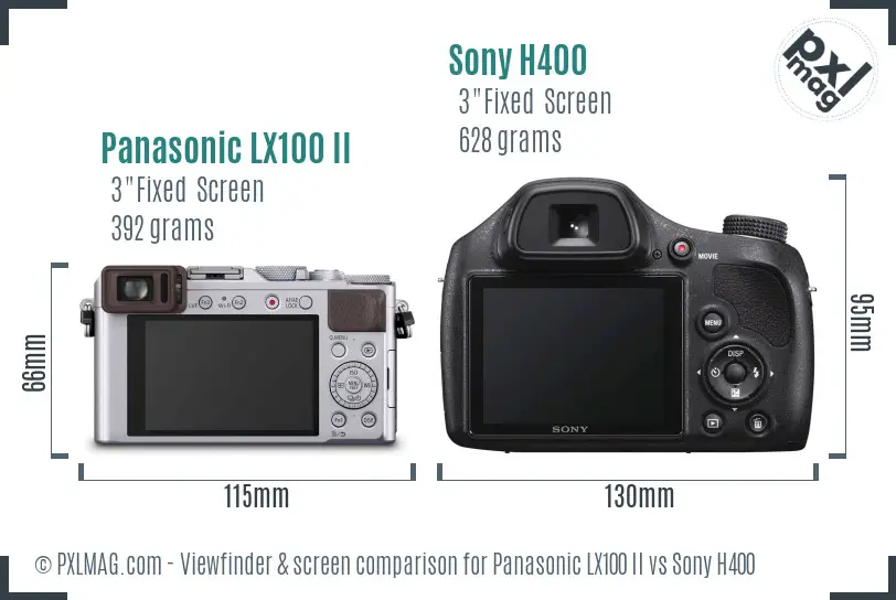Panasonic LX100 II vs Sony H400 Screen and Viewfinder comparison