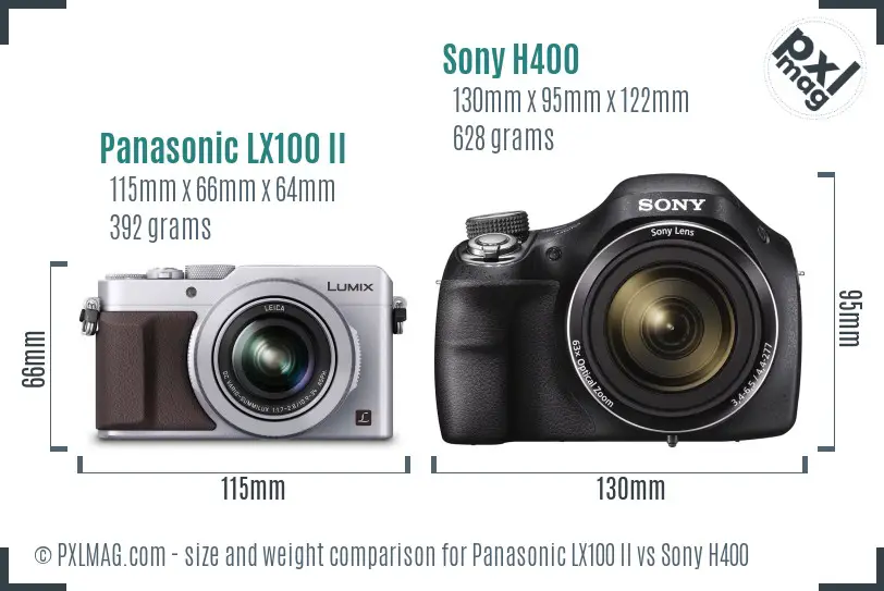 Panasonic LX100 II vs Sony H400 size comparison