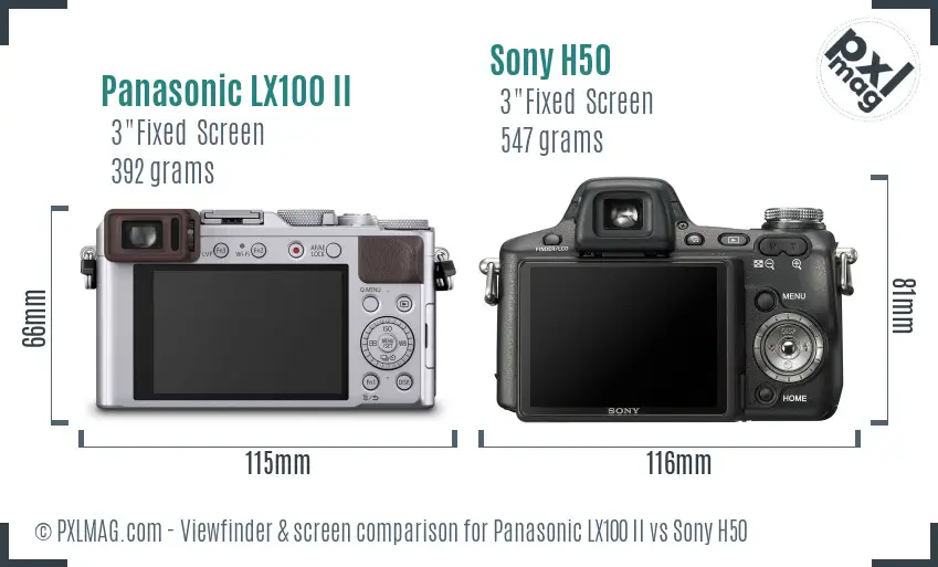 Panasonic LX100 II vs Sony H50 Screen and Viewfinder comparison