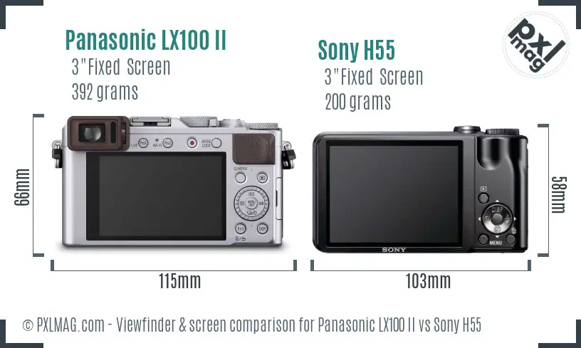 Panasonic LX100 II vs Sony H55 Screen and Viewfinder comparison