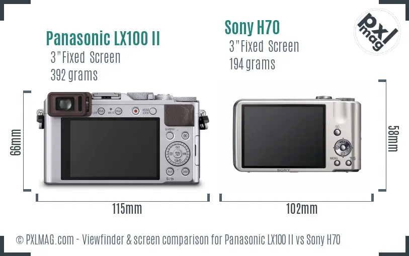 Panasonic LX100 II vs Sony H70 Screen and Viewfinder comparison