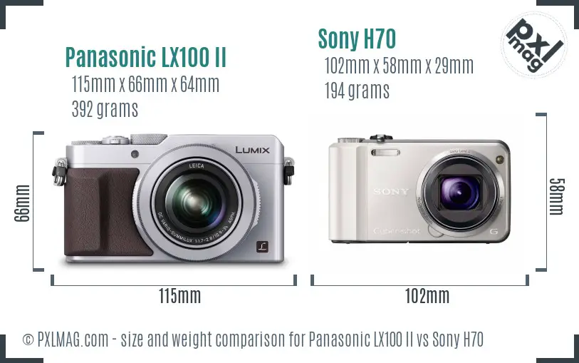 Panasonic LX100 II vs Sony H70 size comparison